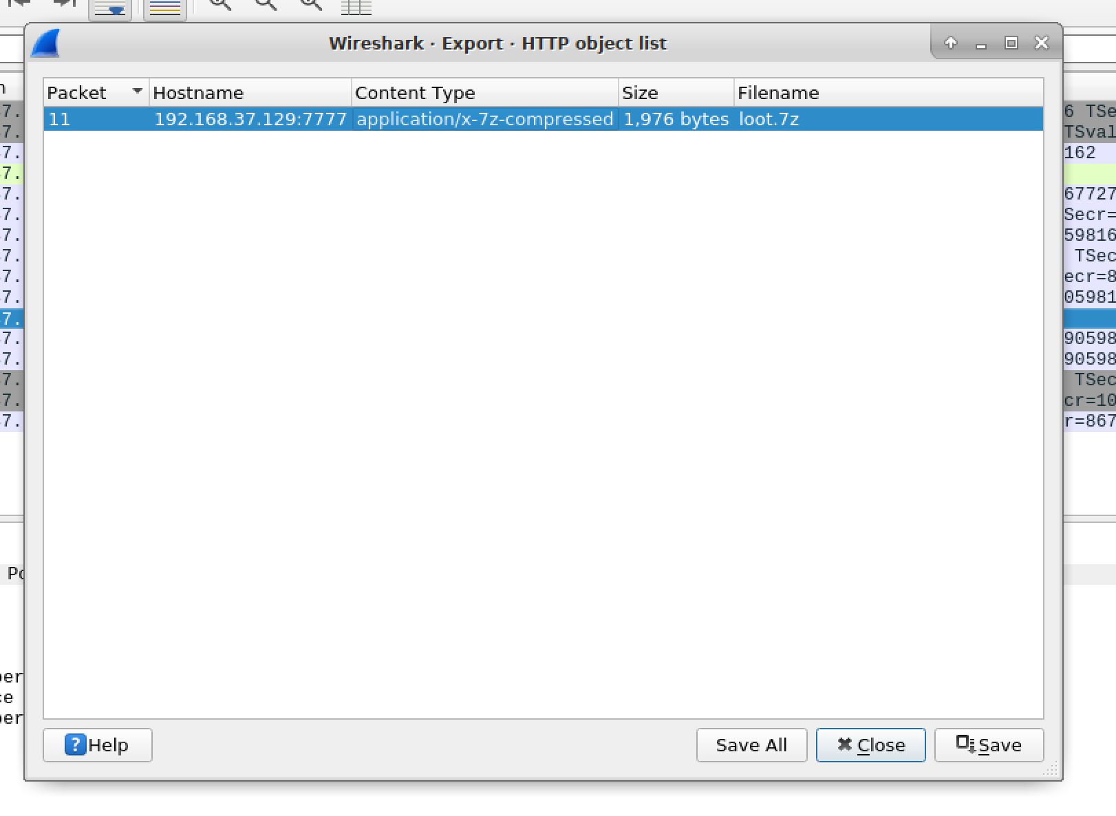 Exporting Wireshark objects